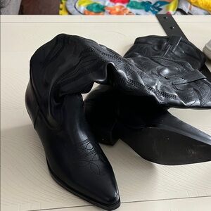 Steve Madden Black Leather Heeled Boots